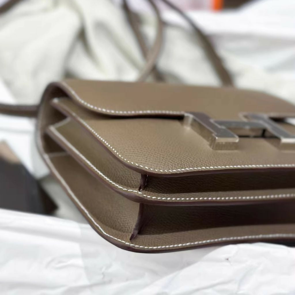 Hermès constance 19 Etoupe Grey Epsom Leather Palladium Hardware