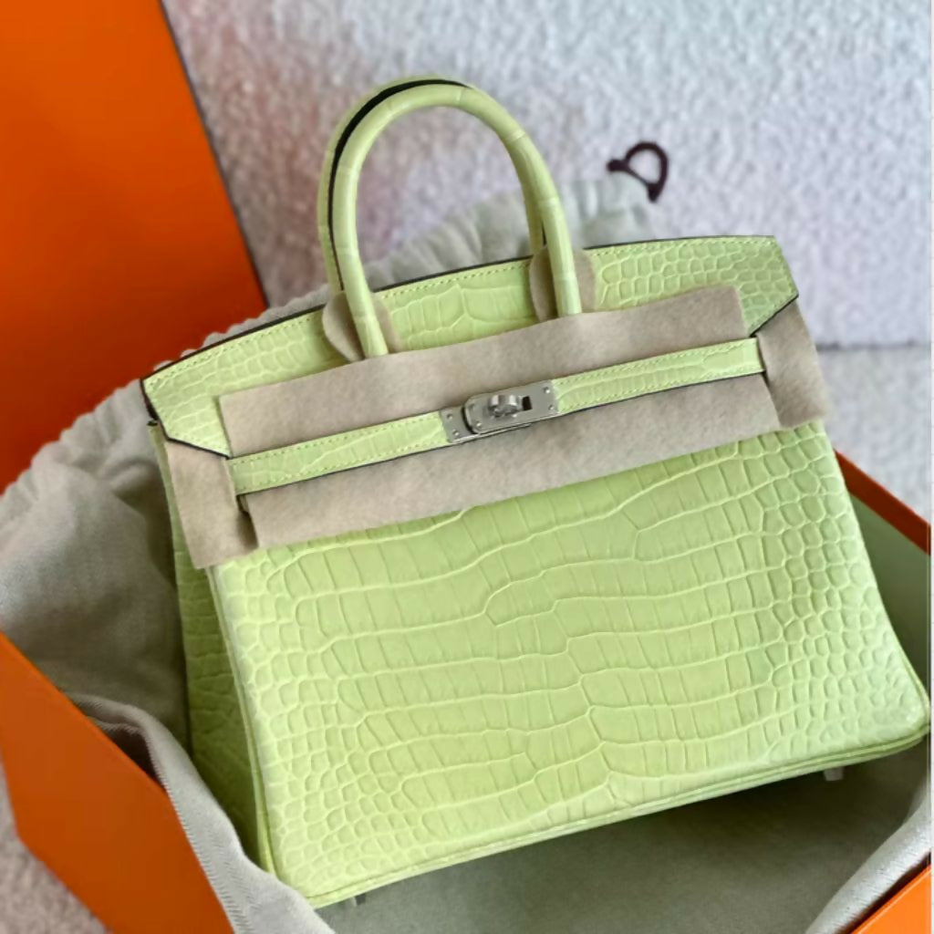 Hermès Birkin 25 Jaune Bourgeon Matte Crocodile Leather Palladium Hardware