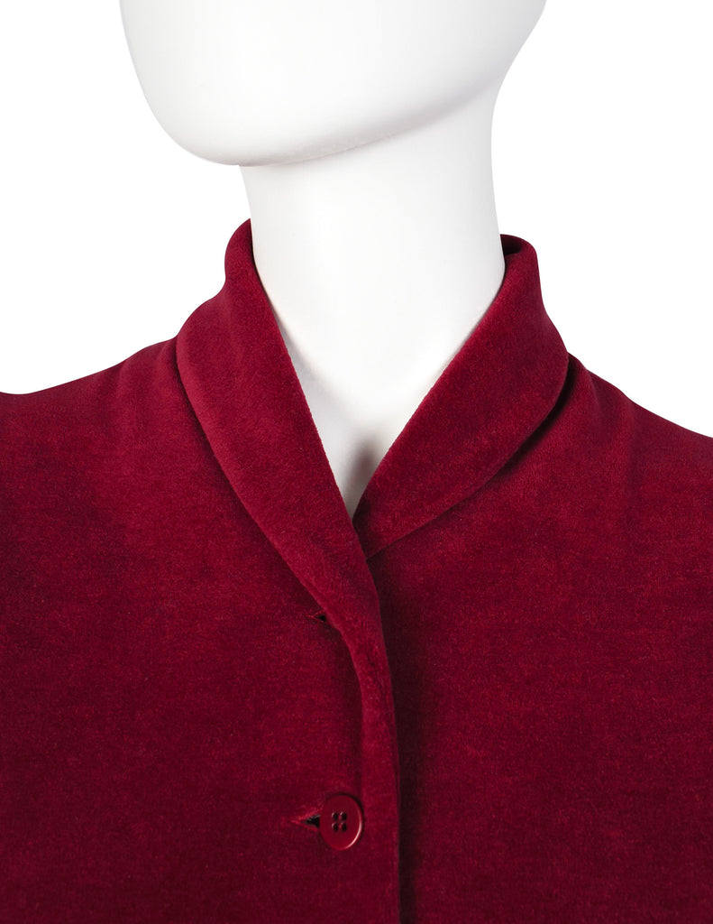 Callaghan Vintage AW 1988 by Romeo Gigli Cranberry Red Velour Cropped Vest