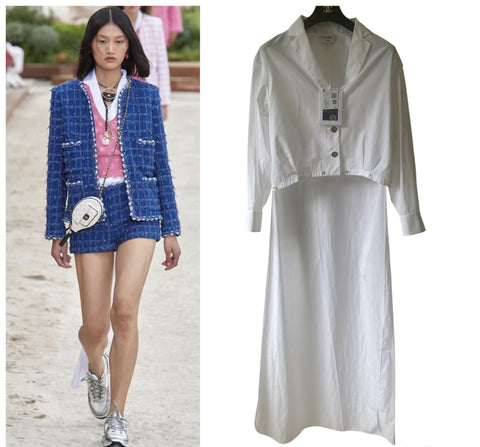 NWT Chanel 23C Monte-Carlo Runway Long Tuxedo Dress Shirt Blouse FR 40