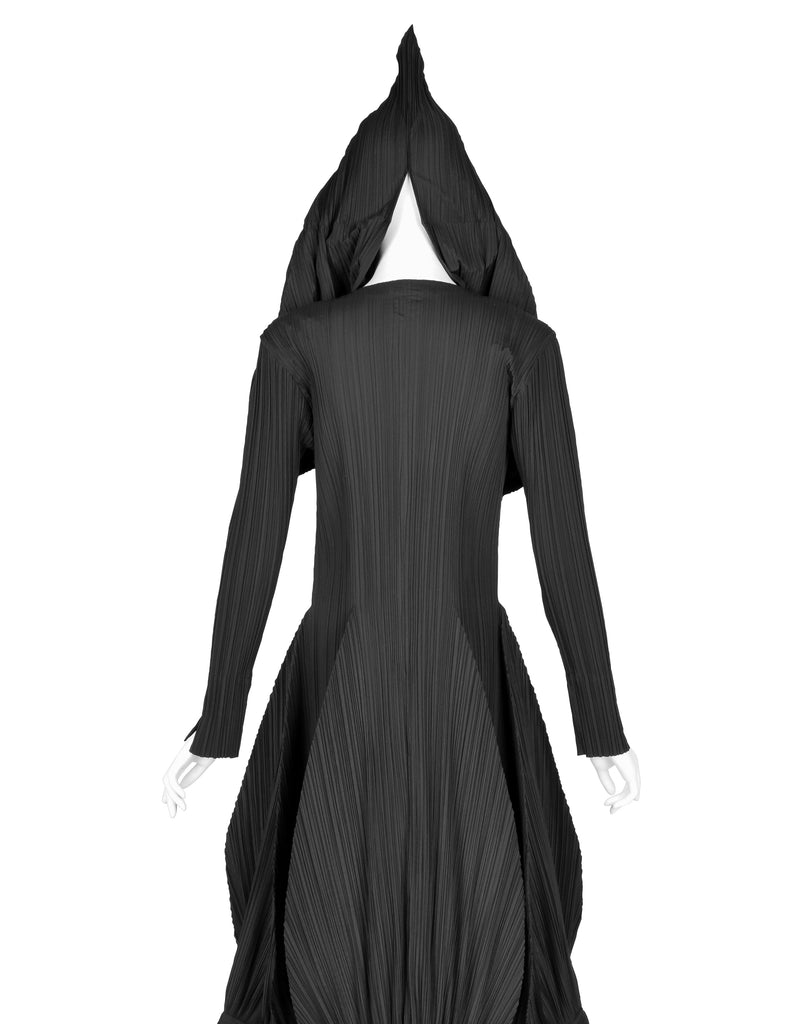 Issey Miyake Vintage AW 1990 Black Pleated Hooded Dress