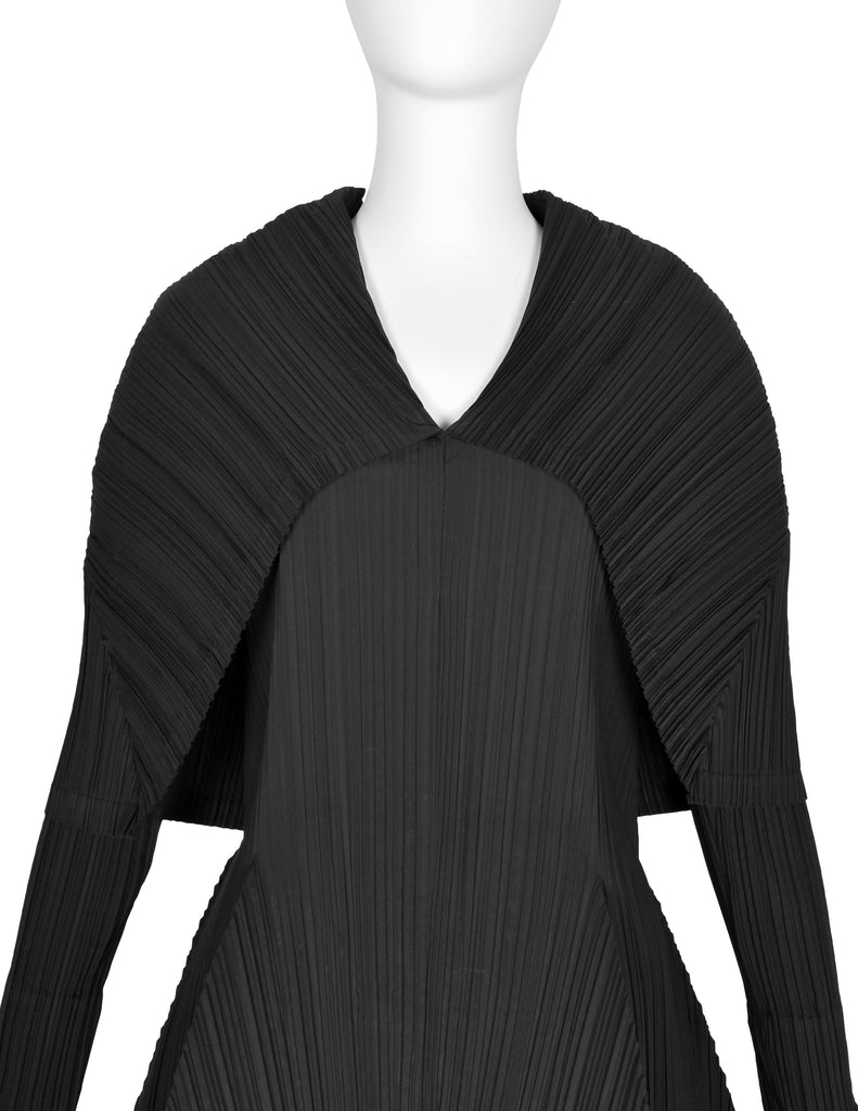 Issey Miyake Vintage AW 1990 Black Pleated Hooded Dress