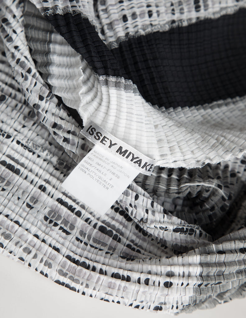 Issey Miyake Vintage Black and Grey Graphic Pleated A-Line Dress
