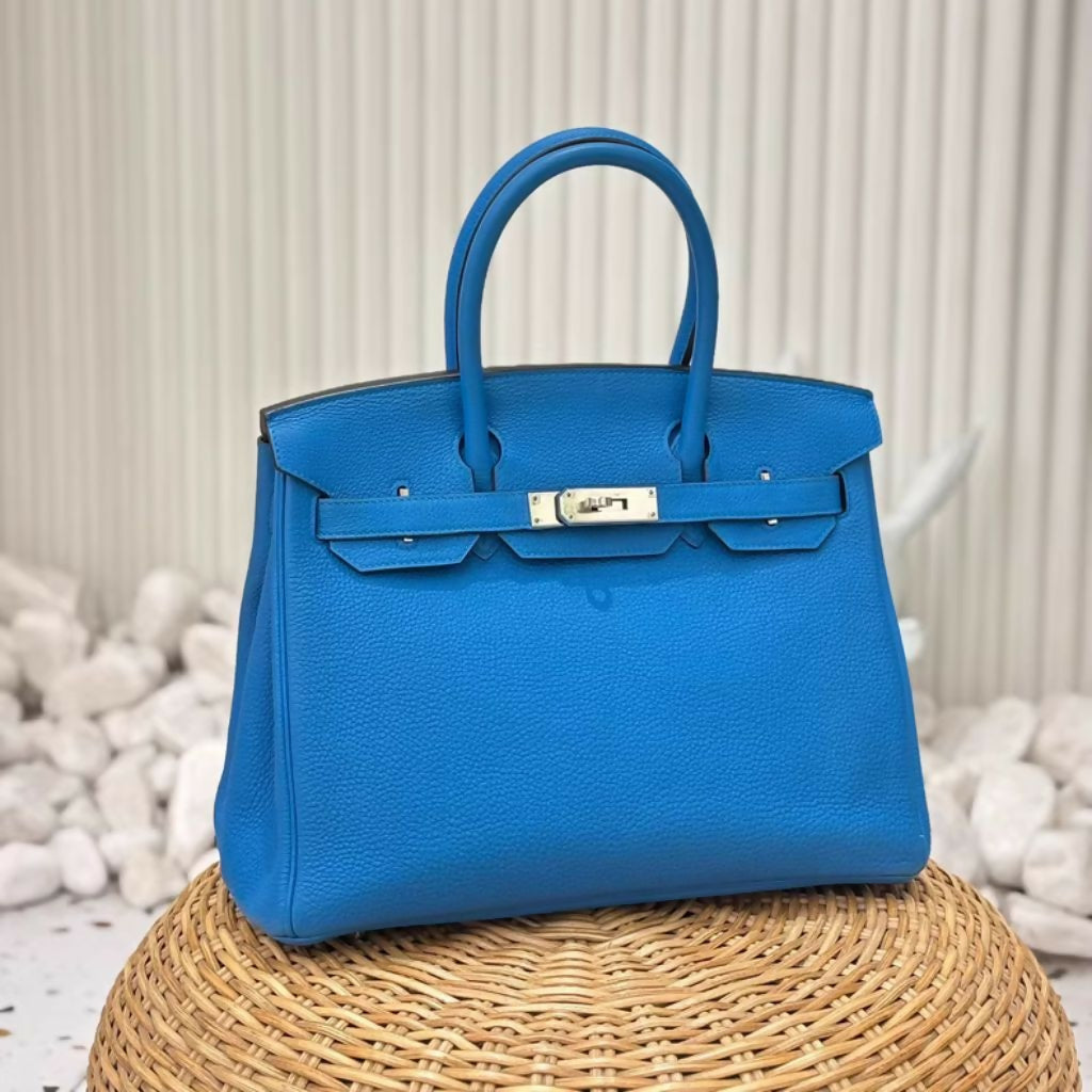Hermes Birkin 30 Blue Zanzibar Togo Leather Palladium Hardware