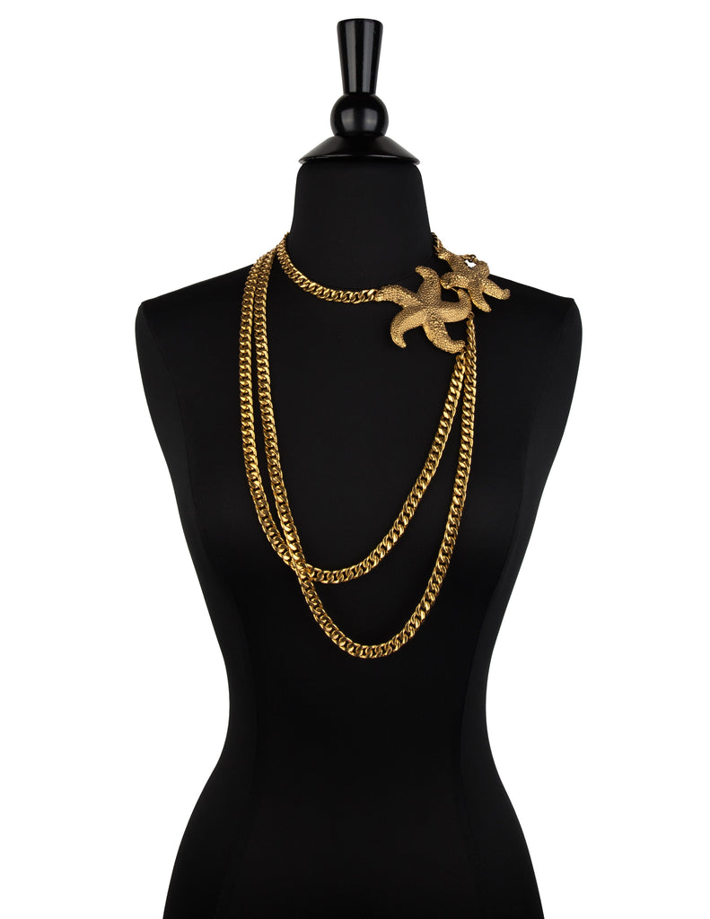 Yves Saint Laurent Vintage Phenomenal Starfish Multi Chain Necklace