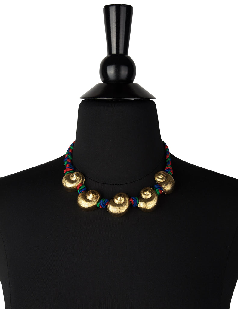 Yves Saint Laurent Vintage SS 1977 Golden Shell Passementerie Necklace