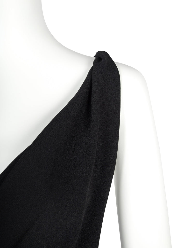 John Galliano Vintage SS 1999 Black Draping Twisted Strap Bias Crepe Dress