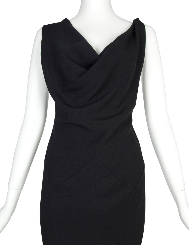 John Galliano Vintage SS 1999 Black Draping Twisted Strap Bias Crepe Dress
