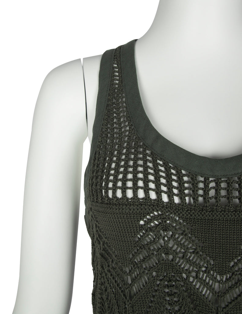 Jean Paul Gaultier Vintage SS 2000 Green Open Knit Cotton Mini Dress