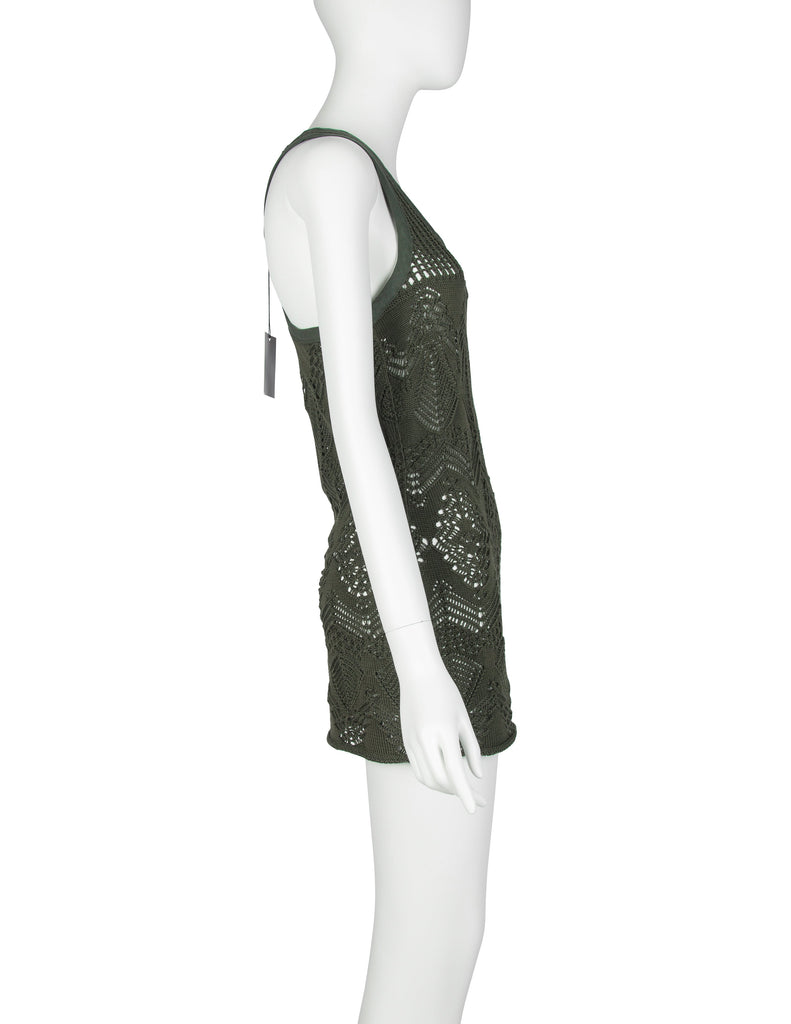 Jean Paul Gaultier Vintage SS 2000 Green Open Knit Cotton Mini Dress