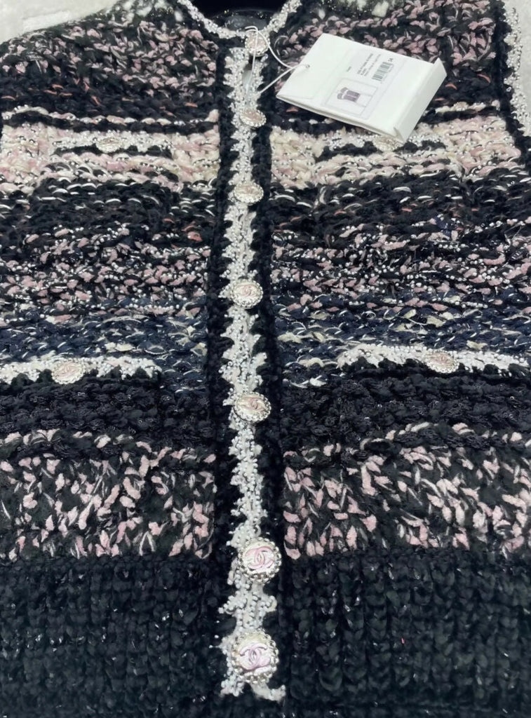 Chanel 22B tweed sequin vest cardigan
