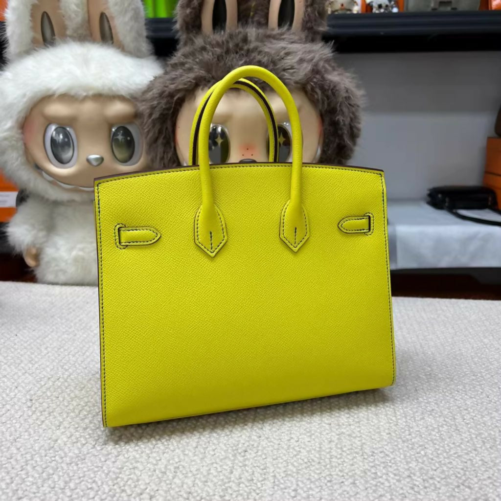 Hermès Birkin 25 Lime Yellow Sellier Epsom Leather Brushed Gold Hardware