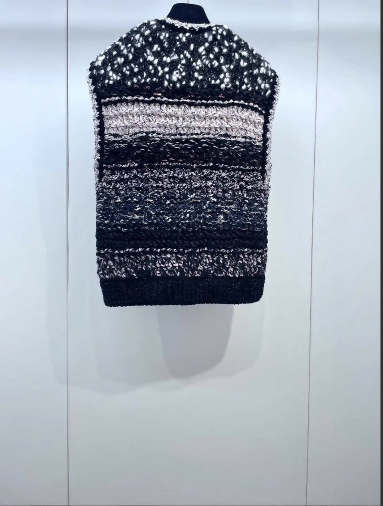 Chanel 22B tweed sequin vest cardigan