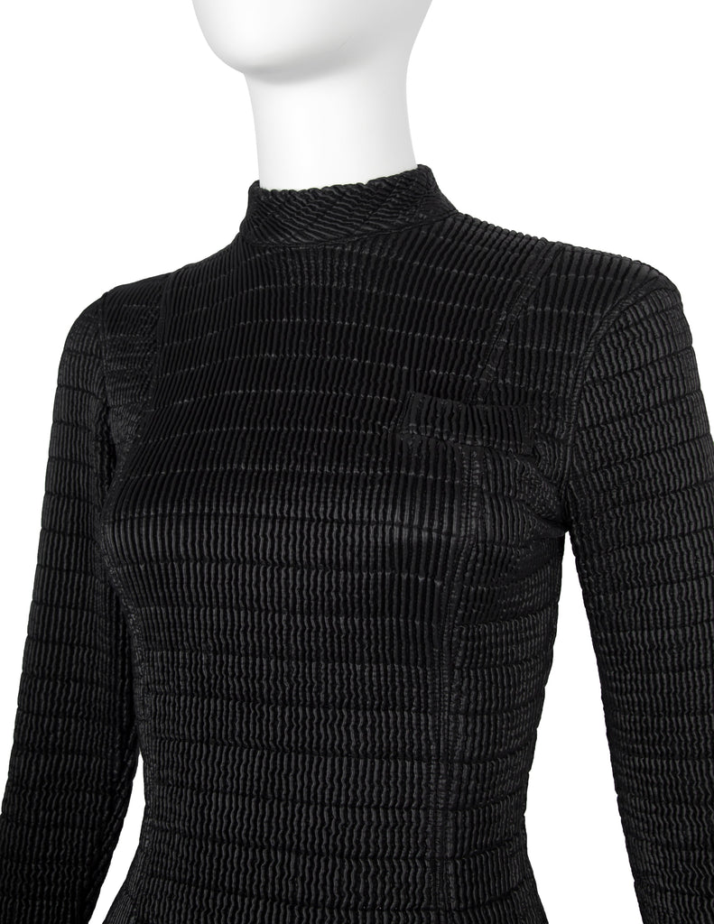 Katharine Hamnett Vintage 1990s Black Quilted Mini Dress
