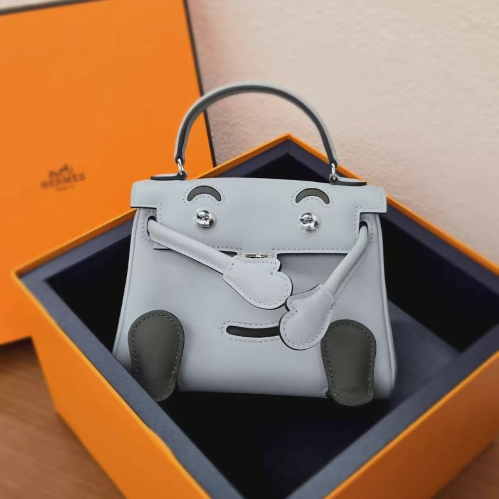 Hermès Kelly Doll in Blue Glacier with Vert Mangrove Swift Leather Palladium hardware