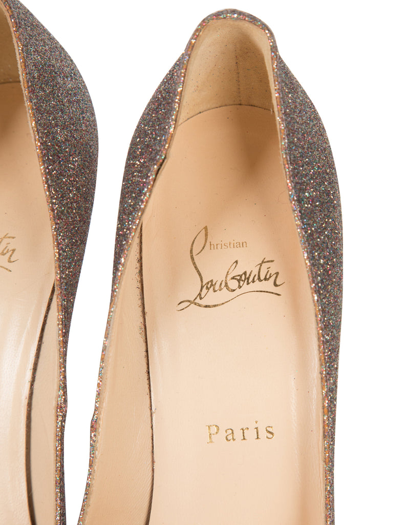 Christian Louboutin Vintage 'Very Prive' 120 Pastel Glitter Peep Toe Heels