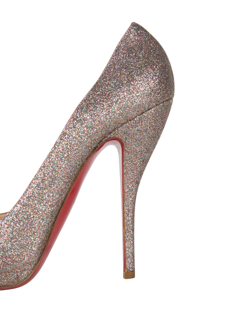 Christian Louboutin Vintage 'Very Prive' 120 Pastel Glitter Peep Toe Heels