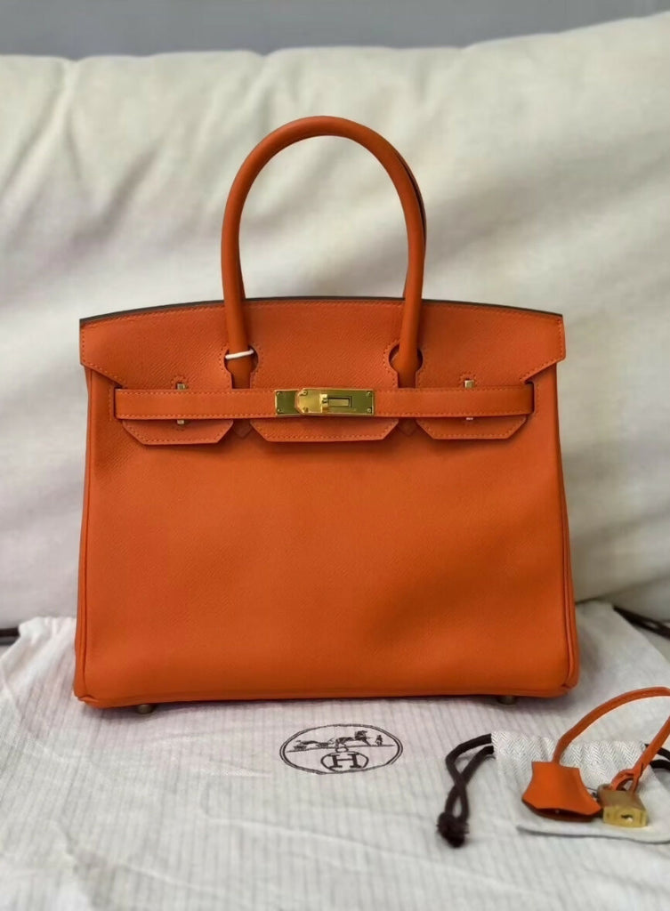 Hermes Birkin 30 orange epsom leather gold hardware