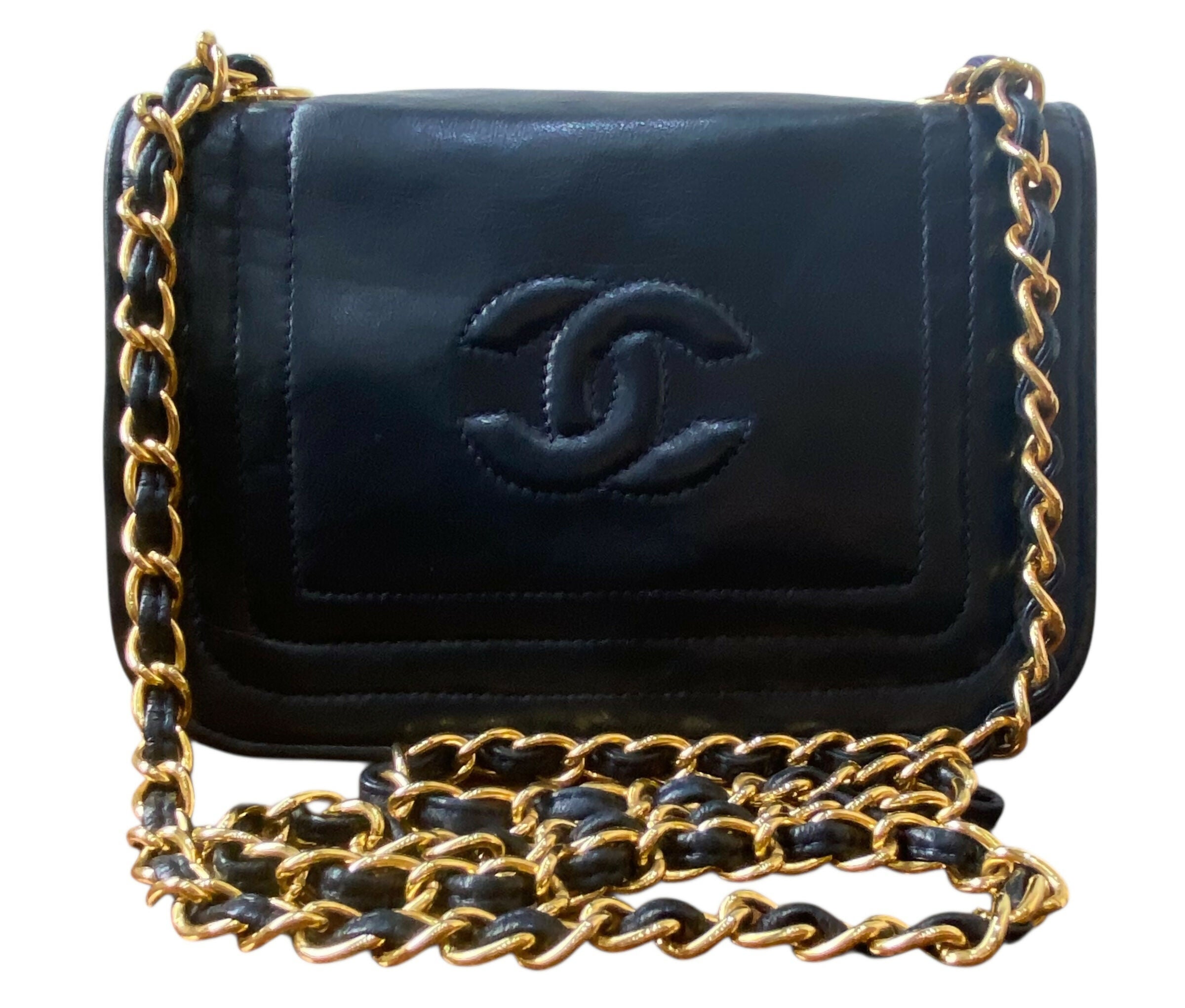 Chanel Mini Vintage Dark Navy CC Quilted Full Flap Bag 24K Gold Hardware