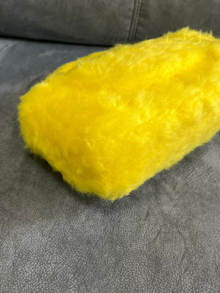 Chanel 1994 Vintage Yellow Faux Fur Kelly Bag