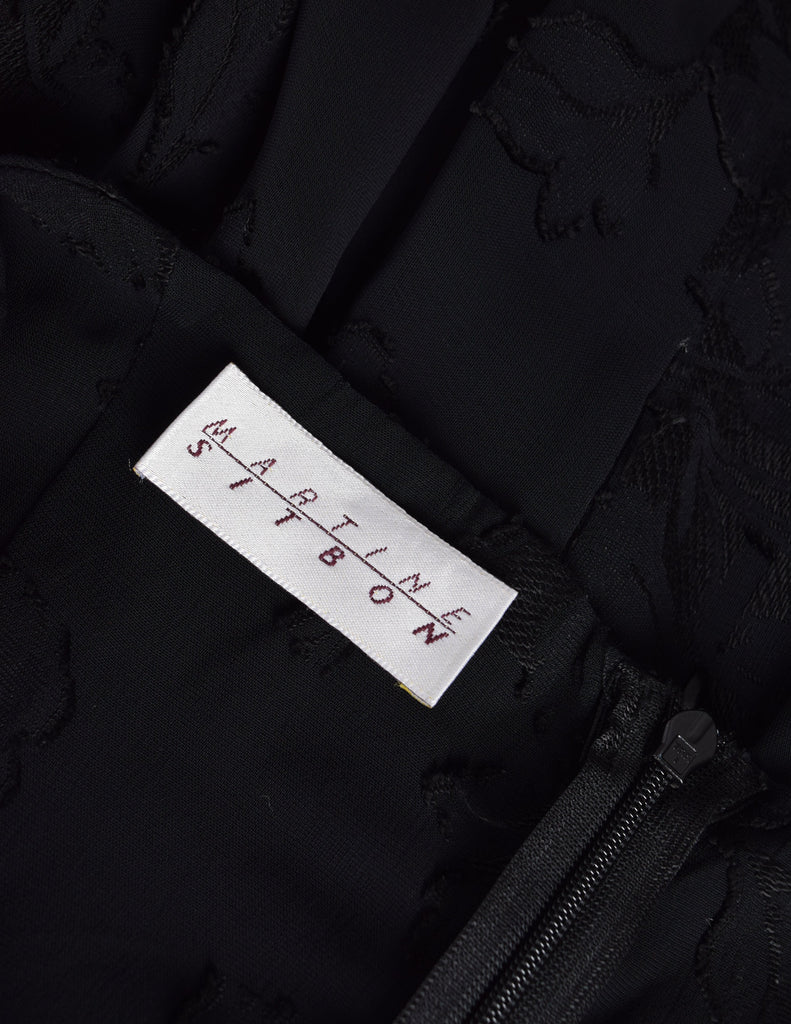 Martine Sitbon Vintage 1990s Sheer Black Floral High-Low Halter Dress