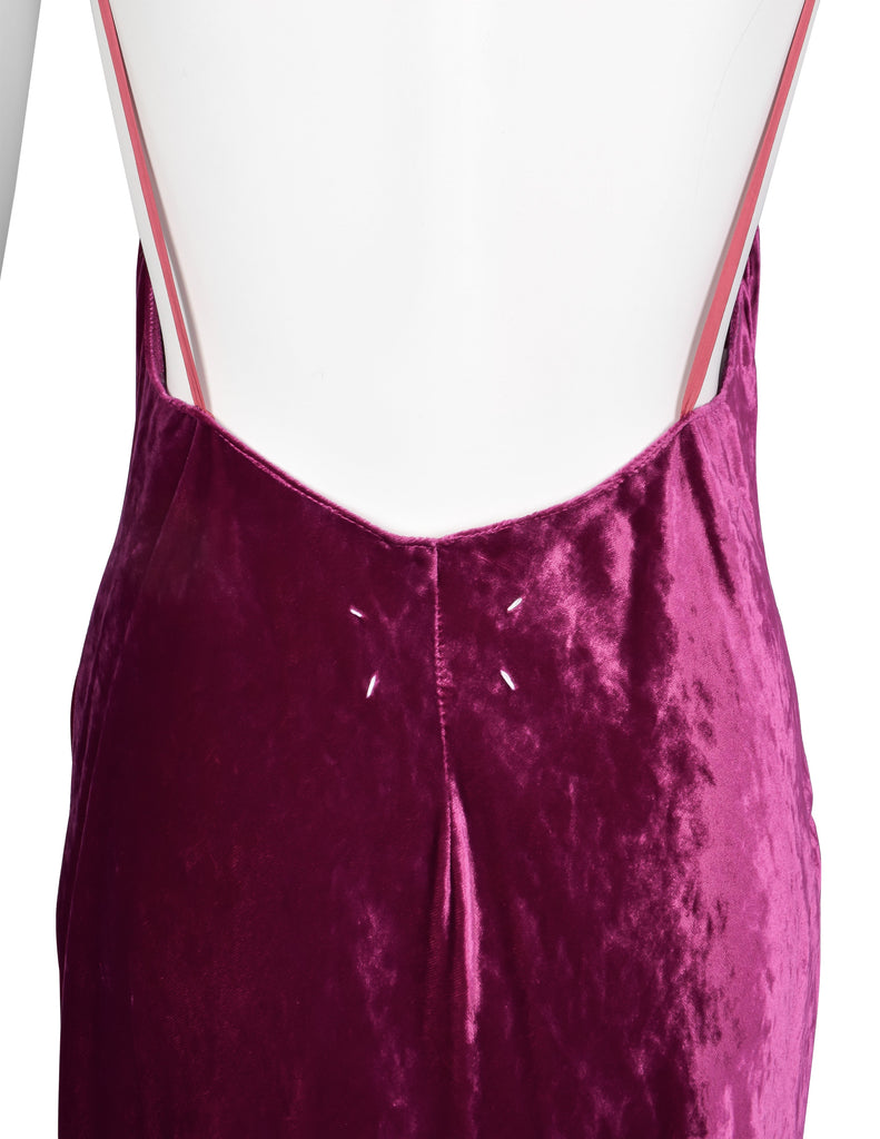 Martin Margiela Vintage AW 1995 Iconic Magenta Crushed Velvet Slip Dress