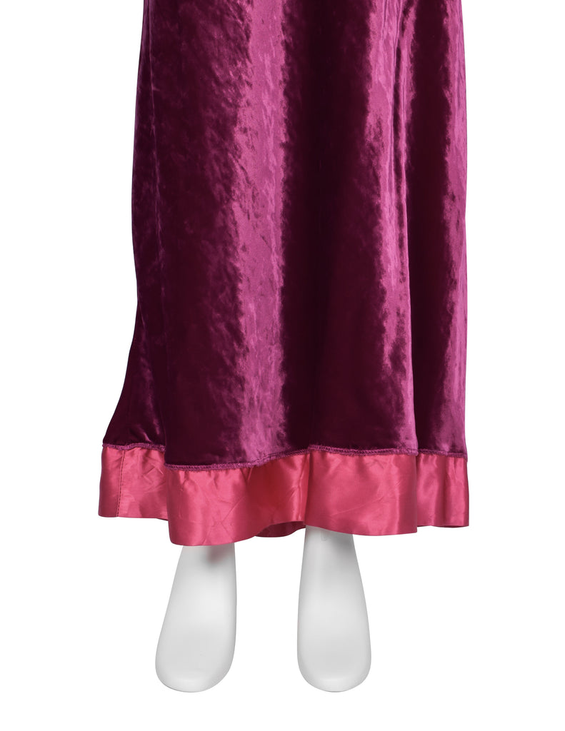 Martin Margiela Vintage AW 1995 Iconic Magenta Crushed Velvet Slip Dress
