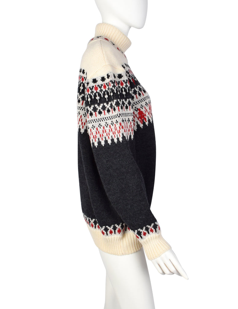 Moschino Vintage AW 1991 Incredible Men's Card Suits People Novelty Fair Isle Sweater