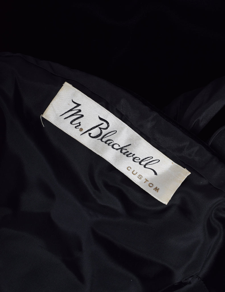 Mr. Blackwell Vintage 1960s Custom Black Velvet Taffeta Bow Gown