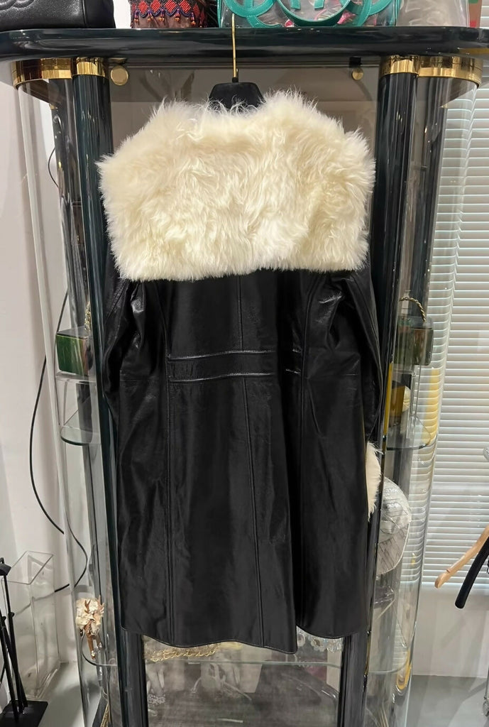 Chanel 18A leather fur coat
