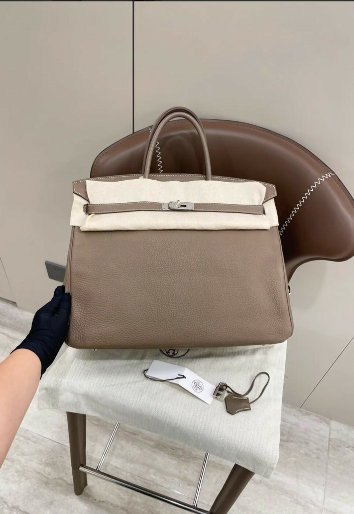Hermes Birkin 40 Etoupe Togo leather palladium hardware