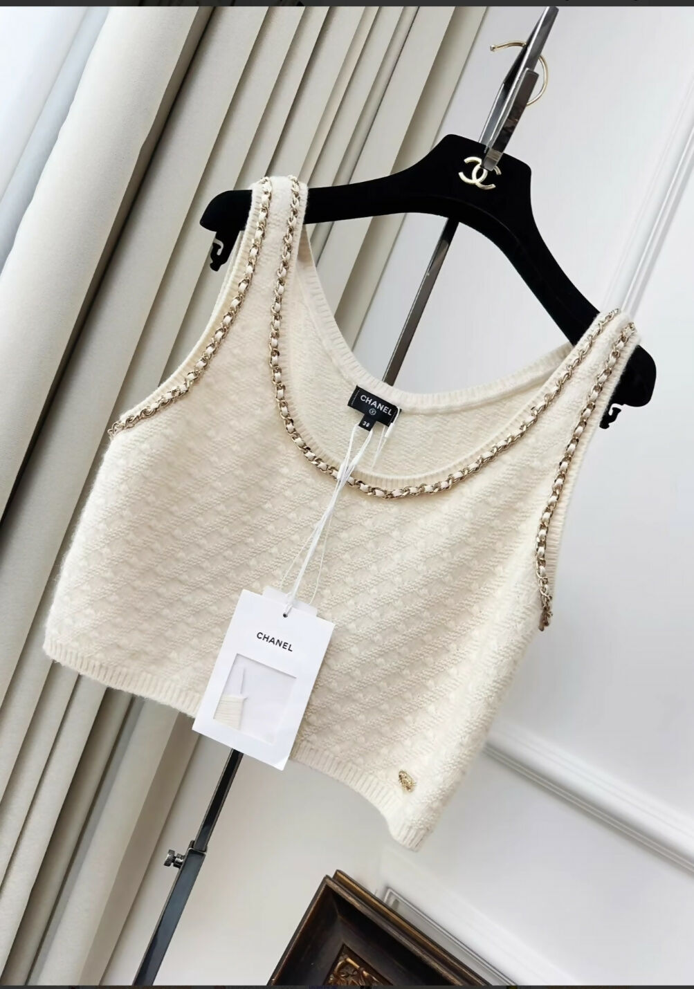 Chanel 23b ecru cashmere top