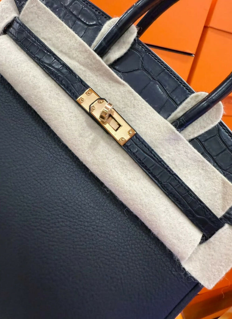 Hermès Birkin 25 touch black Crocodile/Togo Leather Gold Hardware