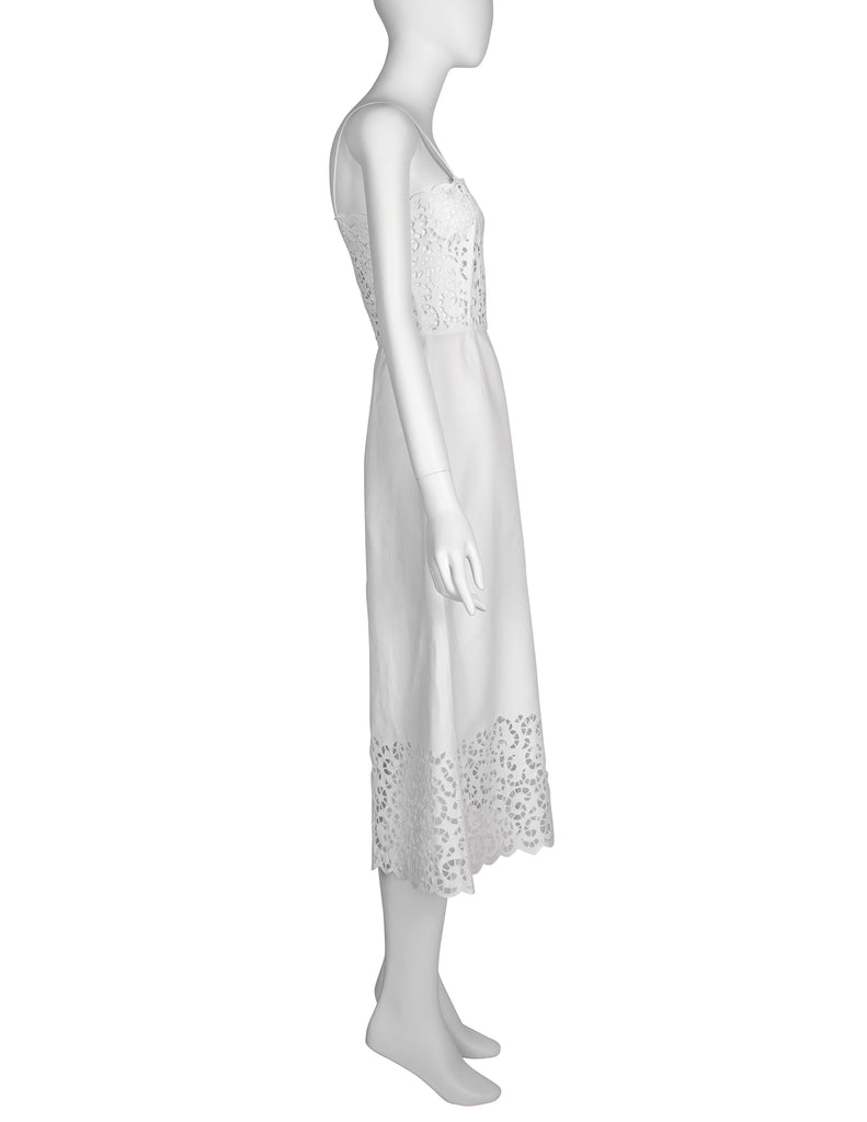 Oscar de la Renta Vintage 1980s White Sangallo Embroidered Dress