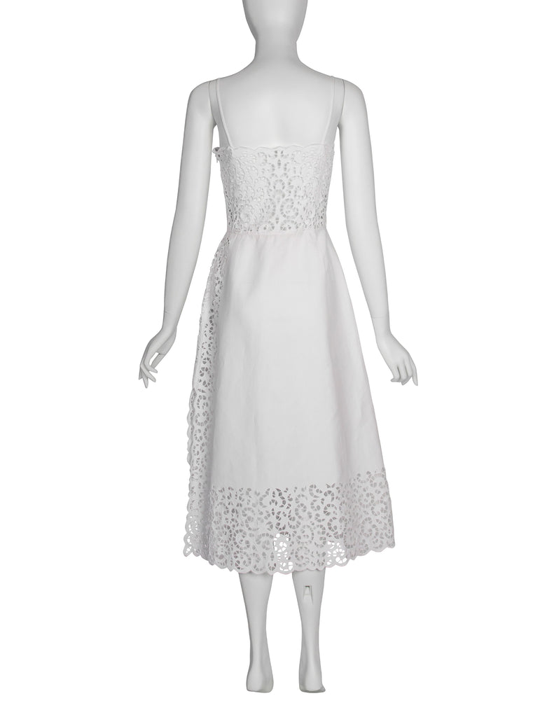 Oscar de la Renta Vintage 1980s White Sangallo Embroidered Dress