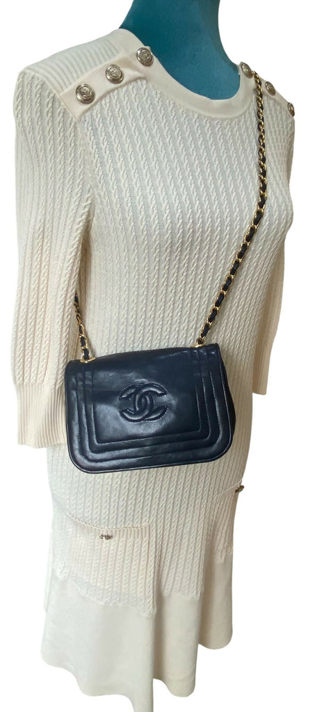 Chanel Mini Vintage Dark Navy CC Quilted Full Flap Bag 24K Gold Hardware