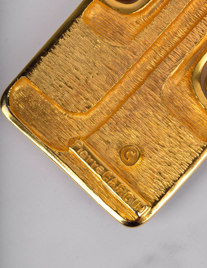 Pierre Cardin Vintage 1970s Golden and Silver Enamel Large Modernist Pendant Necklace