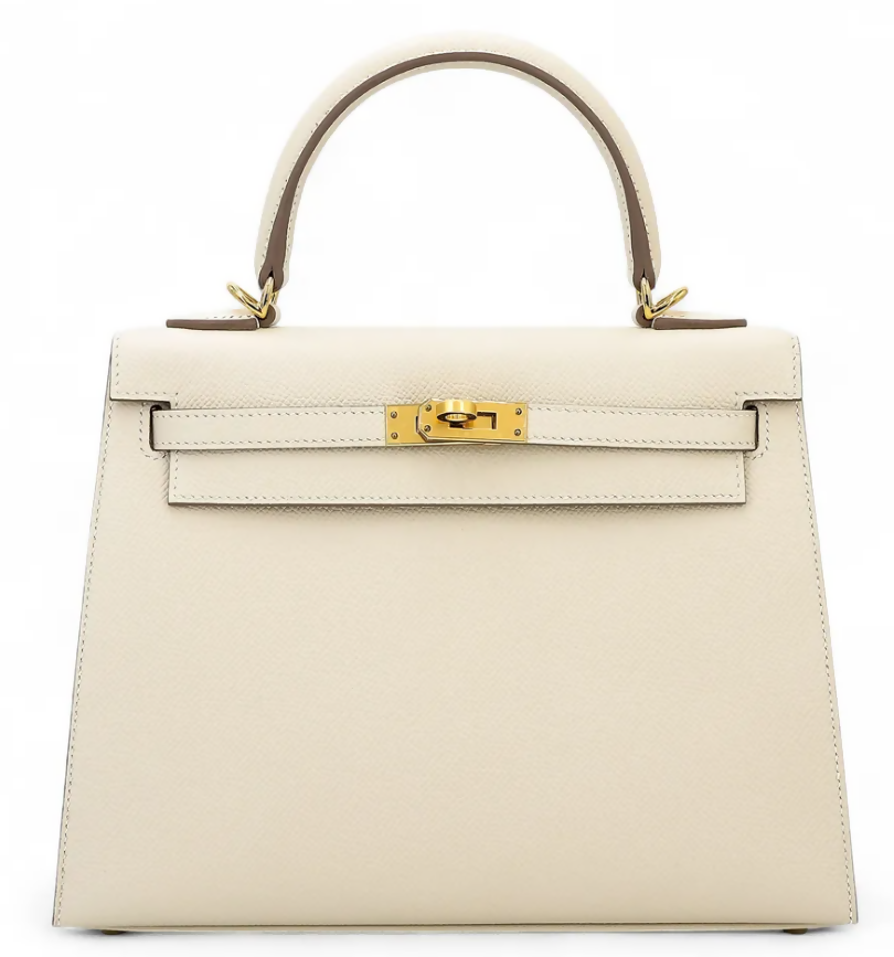 HERMÈS Kelly 25 Sellier Craie Epsom leather Gold hardware