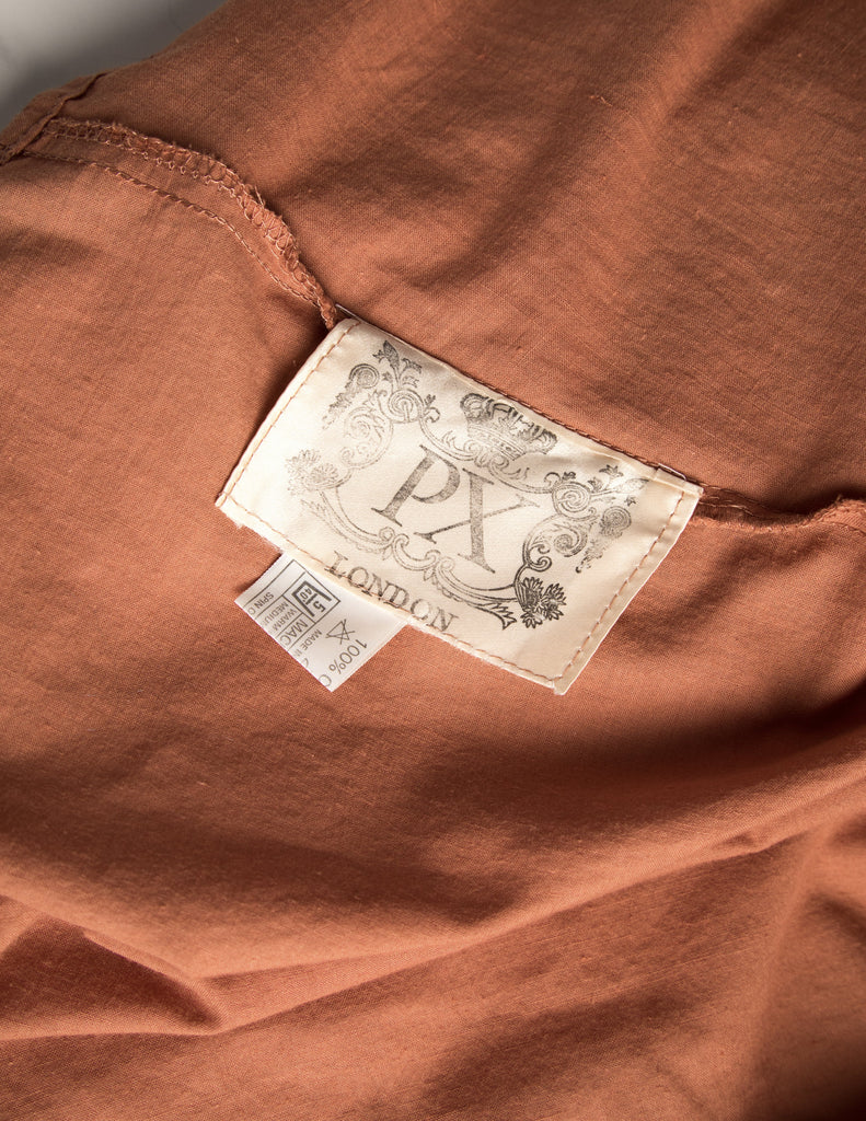 PX Helen Robinson Vintage Terracotta Cotton Lace Up Blouson Sleeve Poet Top