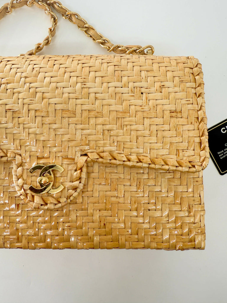 Chanel Vintage Wicker Rattan Flap Bag