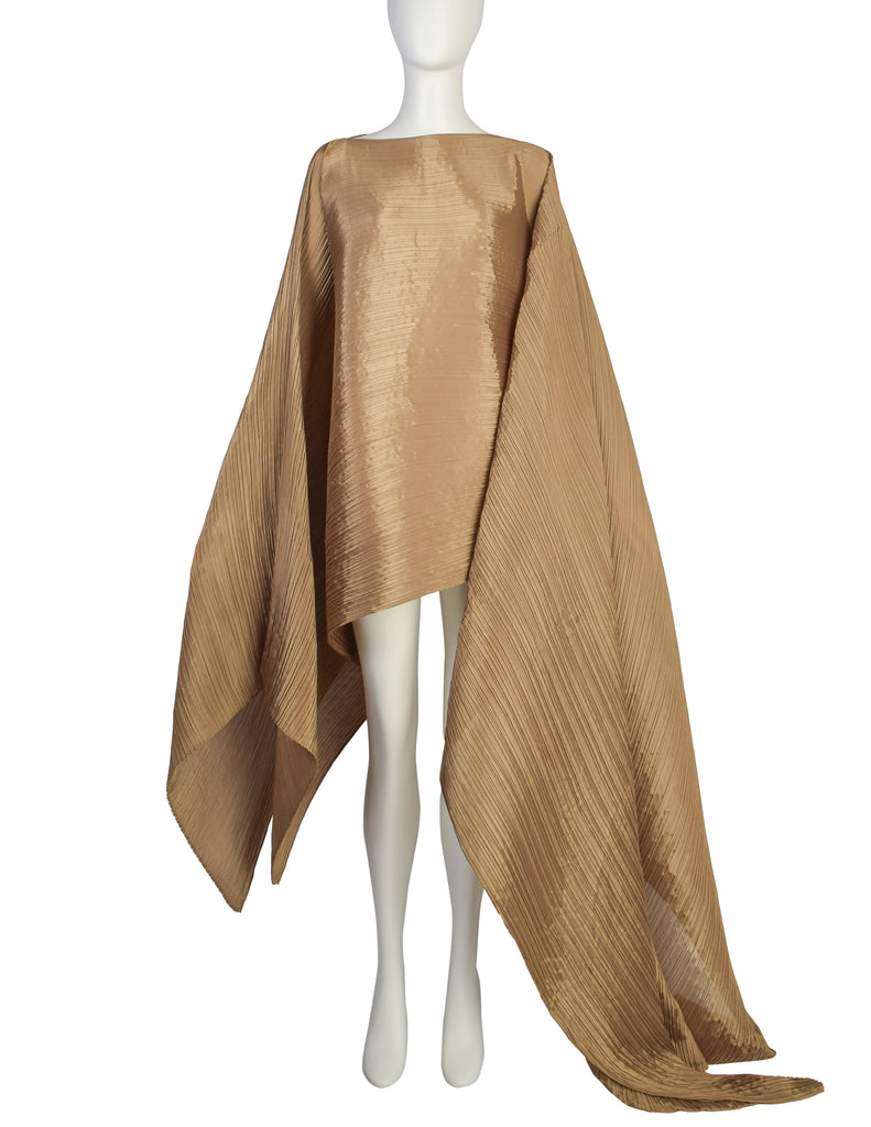 Pleats Please by Issey Miyake Black Madame T Wrap Cape Tunic Caftan Dress