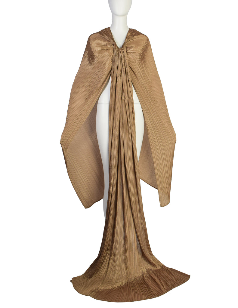 Pleats Please by Issey Miyake Black Madame T Wrap Cape Tunic Caftan Dress