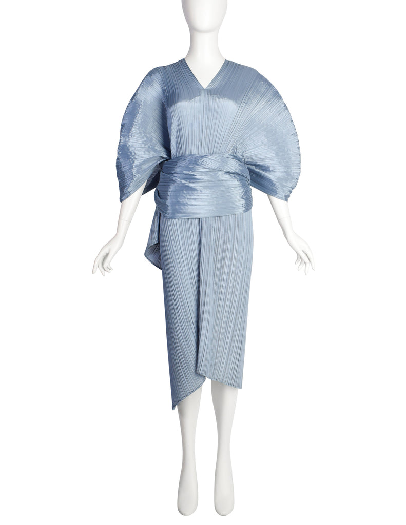 Pleats Please by Issey Miyake Black Madame T Wrap Cape Tunic Caftan Dress
