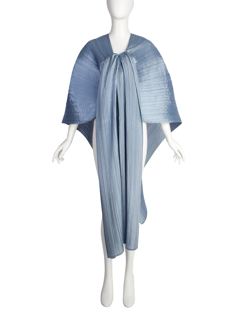 Pleats Please by Issey Miyake Black Madame T Wrap Cape Tunic Caftan Dress