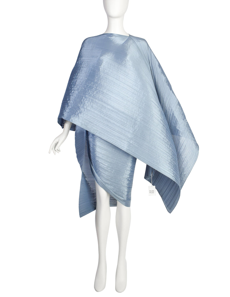 Pleats Please by Issey Miyake Black Madame T Wrap Cape Tunic Caftan Dress