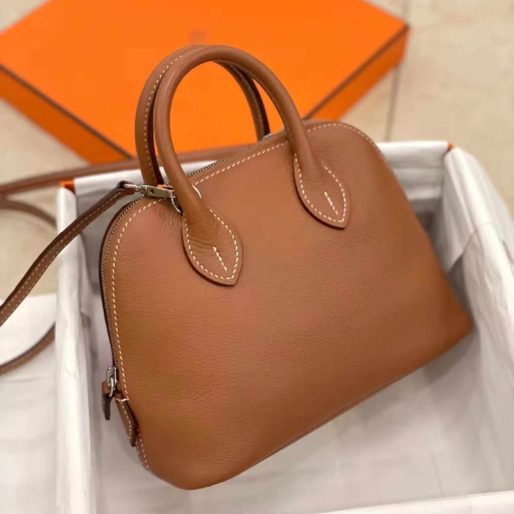 Hermès Mini Bolide Gold Brown leather palladium hardware