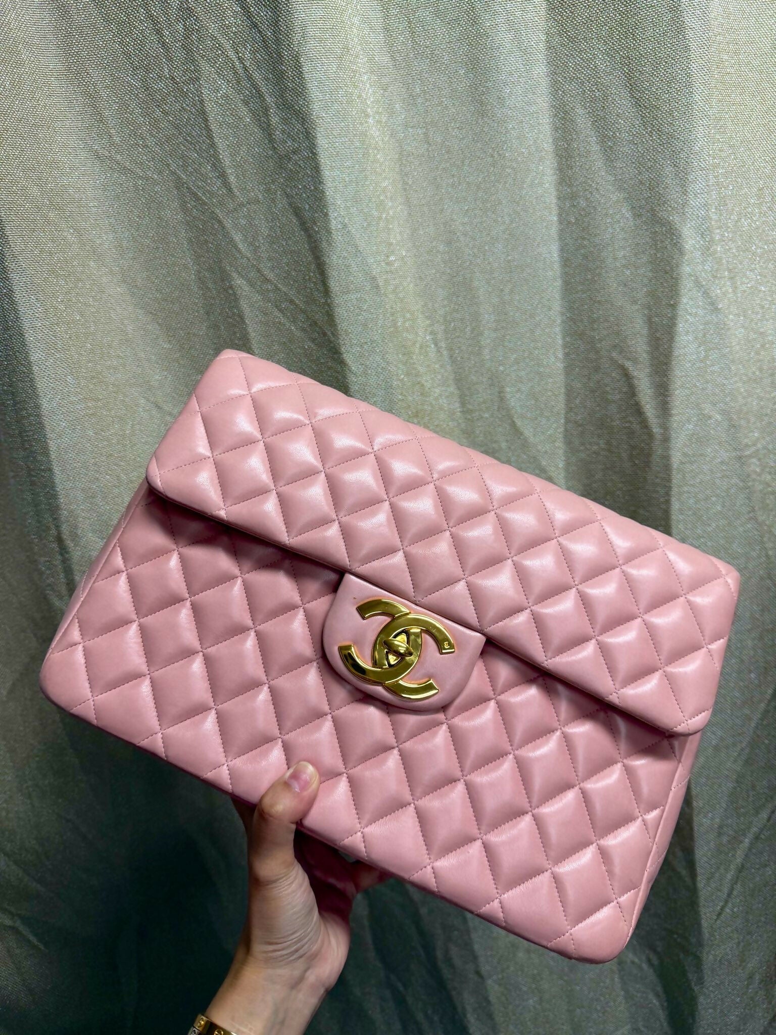 Chanel Vintage Maxi Flap Bag – Series 2 in Pink Lambskin with 24k Gold Hardware