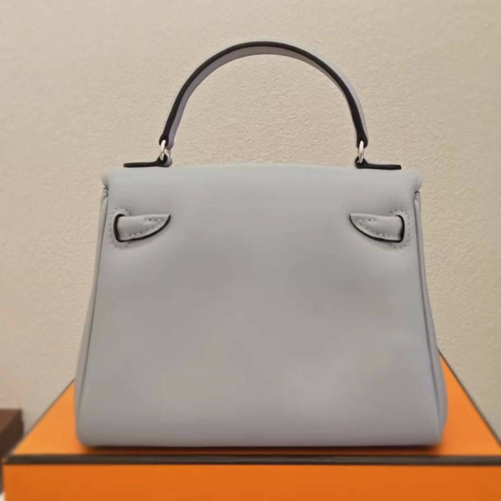 Hermès Kelly Doll in Blue Glacier with Vert Mangrove Swift Leather Palladium hardware