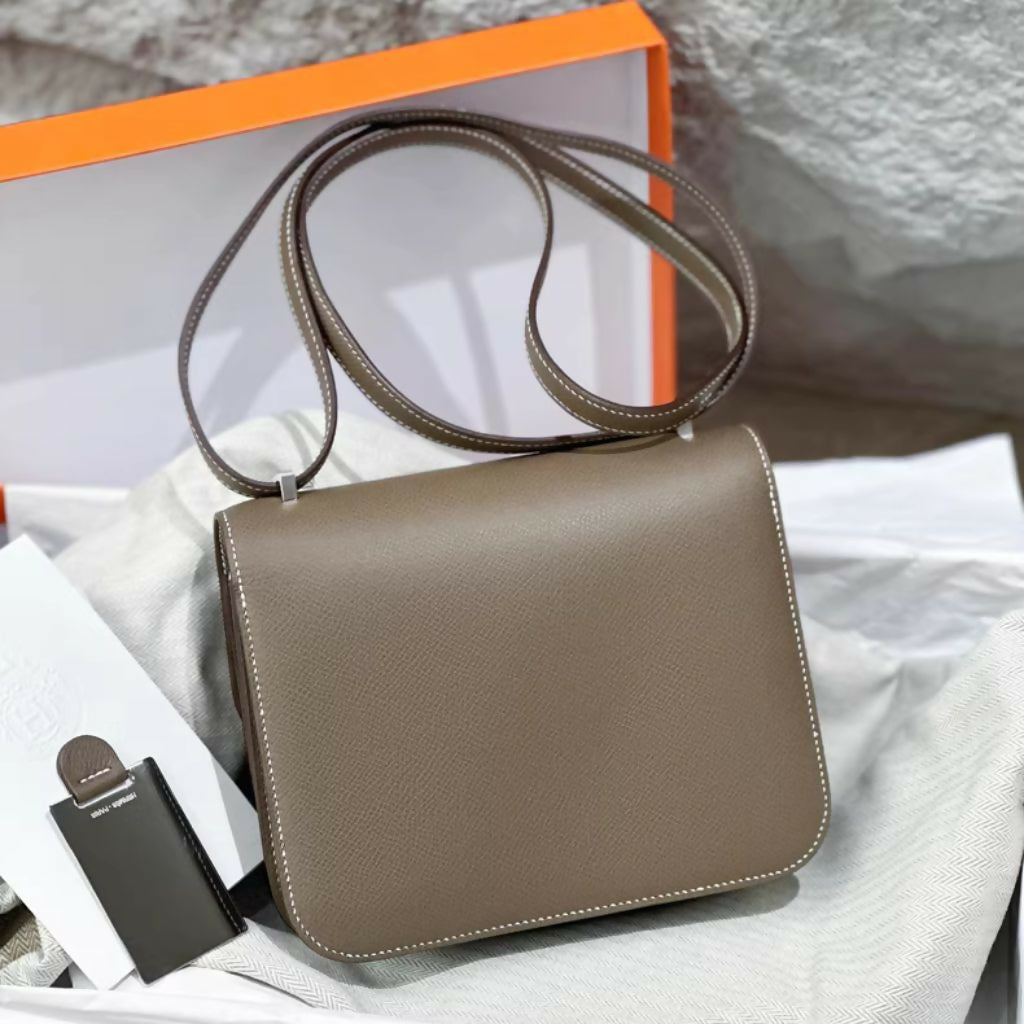 Hermès constance 19 Etoupe Grey Epsom Leather Palladium Hardware