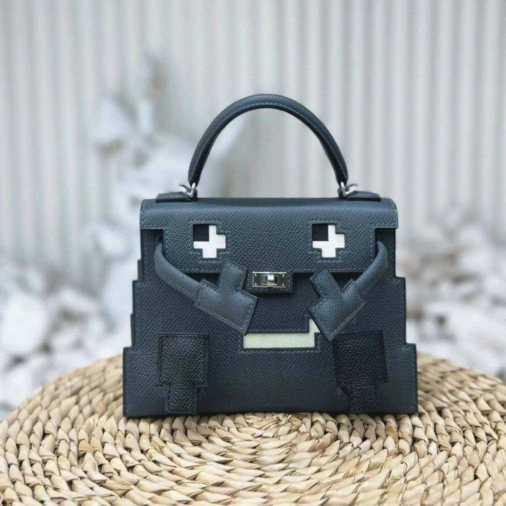 Hermes Kelly Doll Picto Gris Misty/Gris Meyer/Vert Fizz/Noir/Alezan Epsom Leather Palladium Hardware